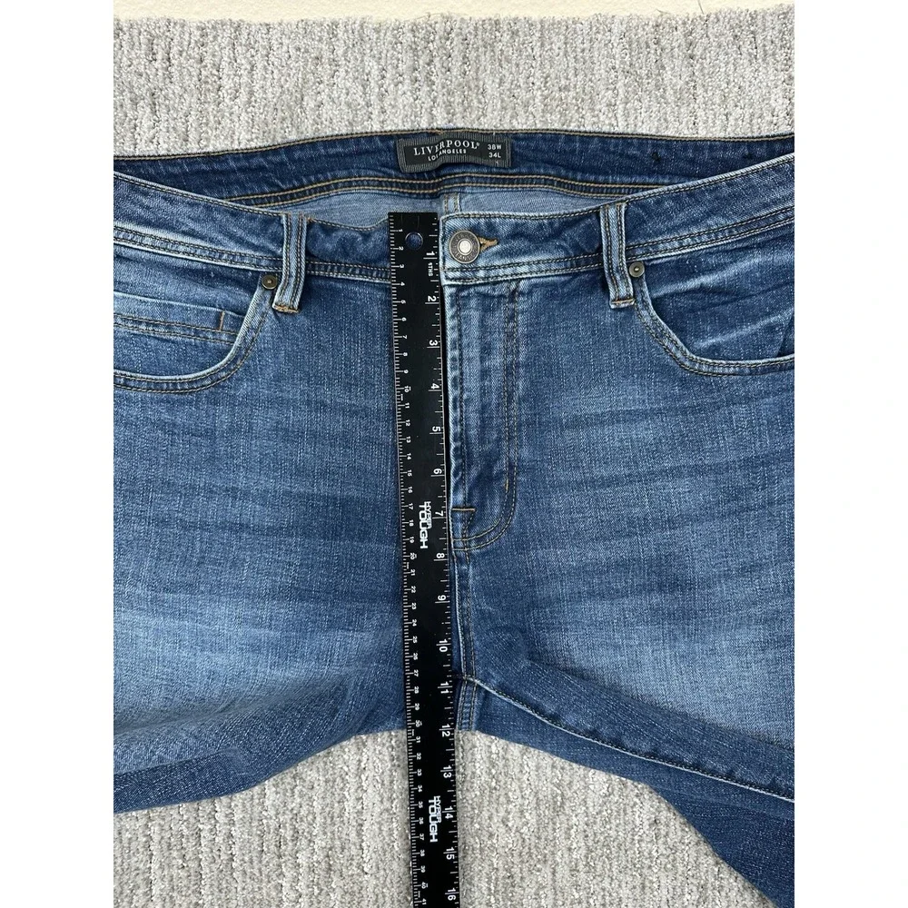 Liverpool Regent Relaxed Straight Jeans Mens 38x34 Blue Stretch Denim Dark Wash